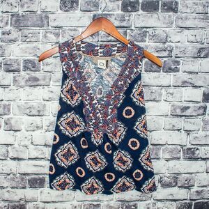 AKEMI + Kin Women's Vneck Sleeveless Cami Blouse Blue Floral Size Small